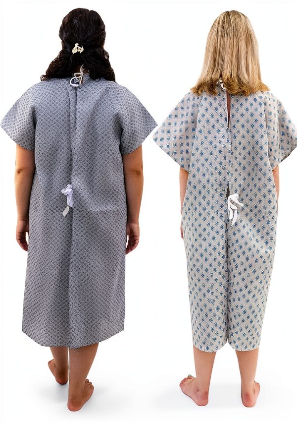Hospital Gown Careoutfit Pack of 2 Snowflake Print Breathable-1
