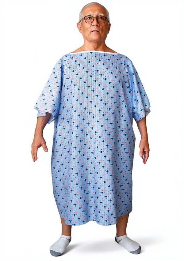 Hospital Gown 5XL Blue Diamond by Careoutfit Premium Cotton Polyester-3