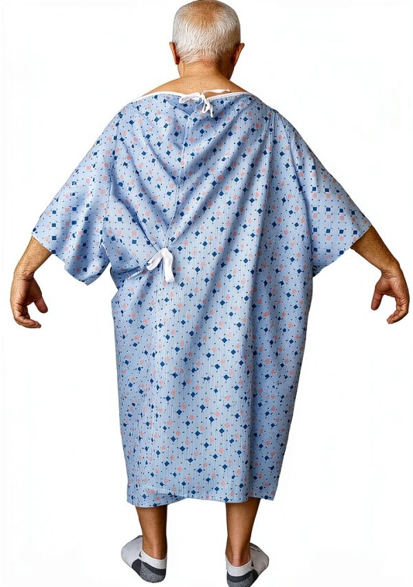 Hospital Gown 5XL Blue Diamond by Careoutfit Premium Cotton Polyester-2