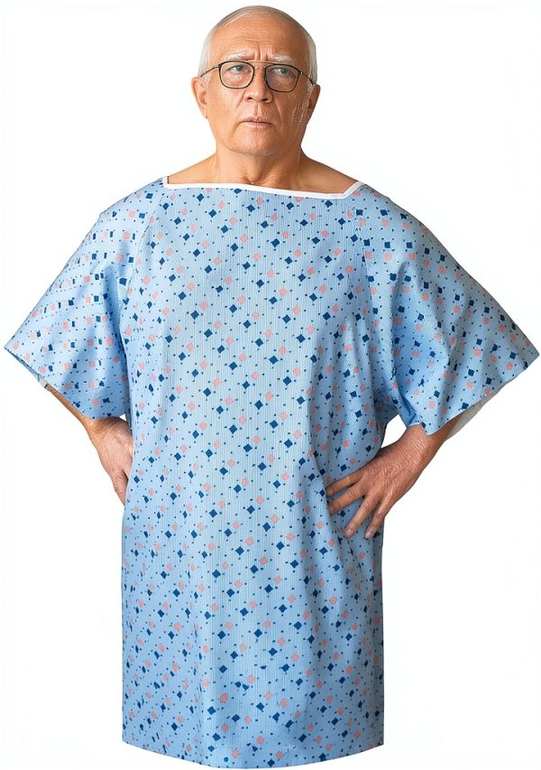 Hospital Gown 5XL Blue Diamond by Careoutfit Premium Cotton Polyester-1