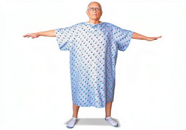 Hospital Gown 5XL Blue Diamond by Careoutfit Premium Cotton Polyester-0