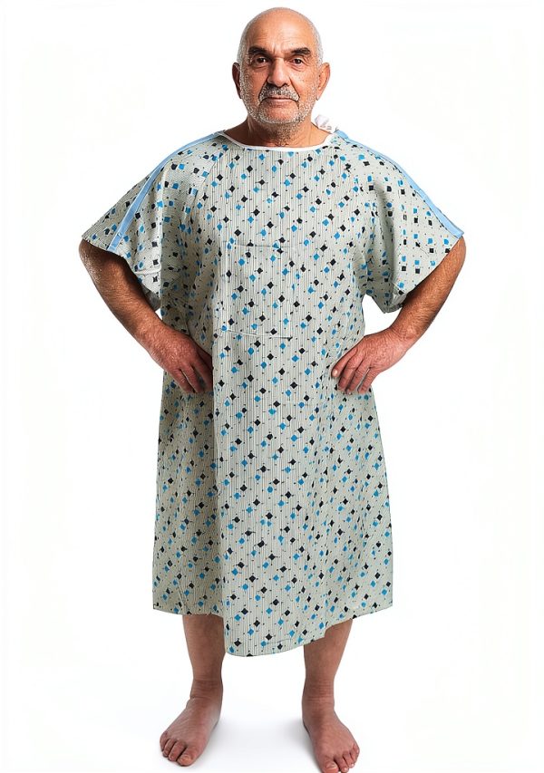 Medical Patient Gown MediGown Unisex Cotton-Poly Blend with IV Snap-1