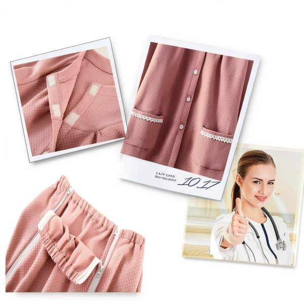 Hospital Gown HealthCare Soft Air Pink Large Patient Bed Gown-1