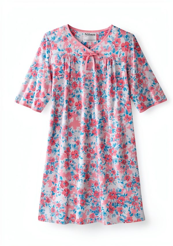 Adaptive Women's Nightgown CareEase Open‑Back Cherry Blossom XL-1