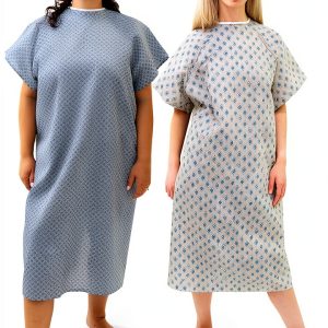 Hospital Gown Careoutfit Pack of 2 Snowflake Print Breathable-0