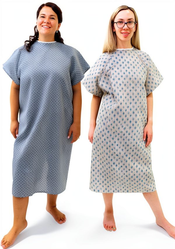 Hospital Gown Careoutfit Pack of 2 Snowflake Print Breathable-0