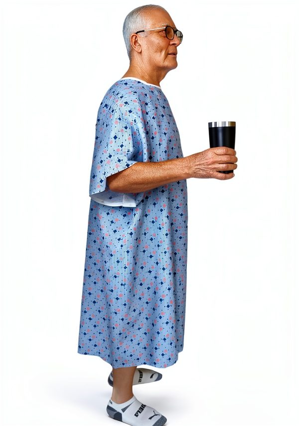 Hospital Gown 5XL Blue Diamond by Careoutfit Premium Cotton Polyester-4