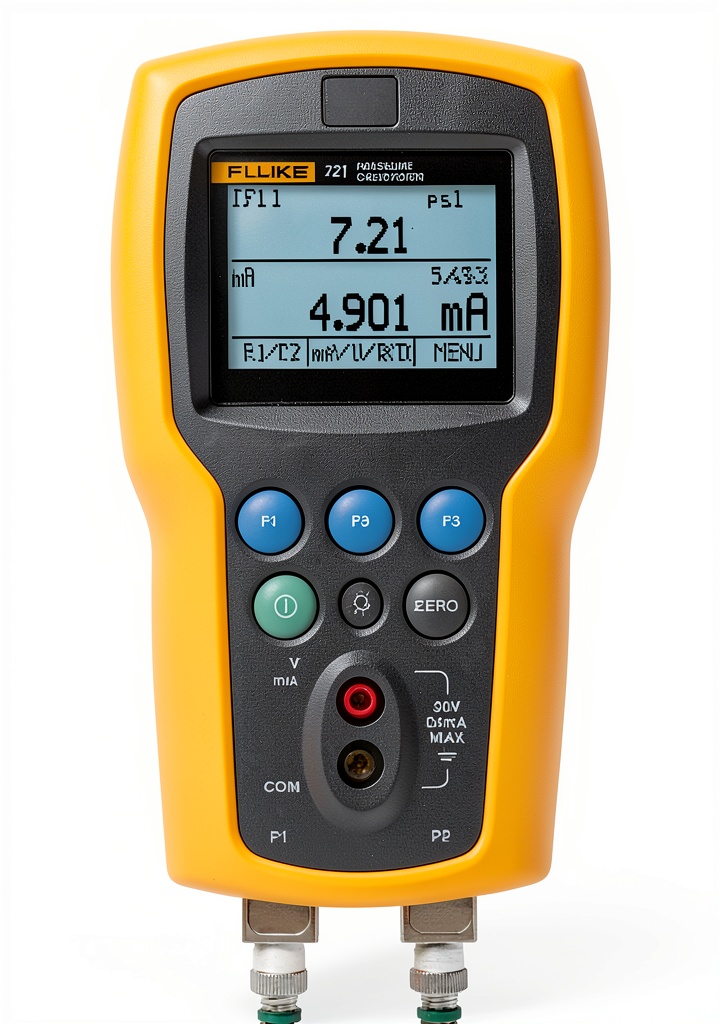 Installing Fluke Dual Sensor Pressure Calibrator 36 to 3000 PSIG Model FLUKE 721 on a wooden desk