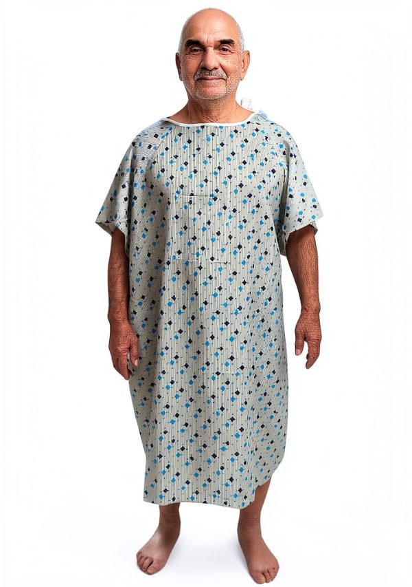 Medical Patient Gown MediGown Unisex Cotton-Poly Blend with IV Snap-0
