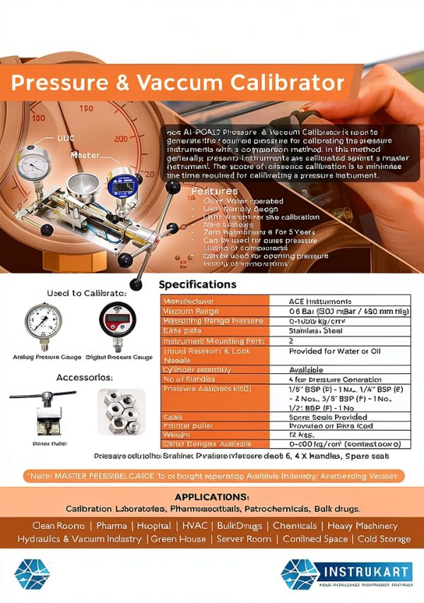 Ace Instruments Pressure Calibrator 0-1000 kgcm² Oil/Water Base-7