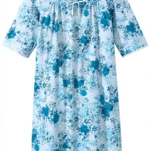 Adaptive Nightgown Comfort Open Back Snap Closure Cherry Blossom XL-0