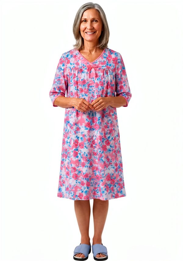Adaptive Women's Nightgown CareEase Open‑Back Cherry Blossom XL-0