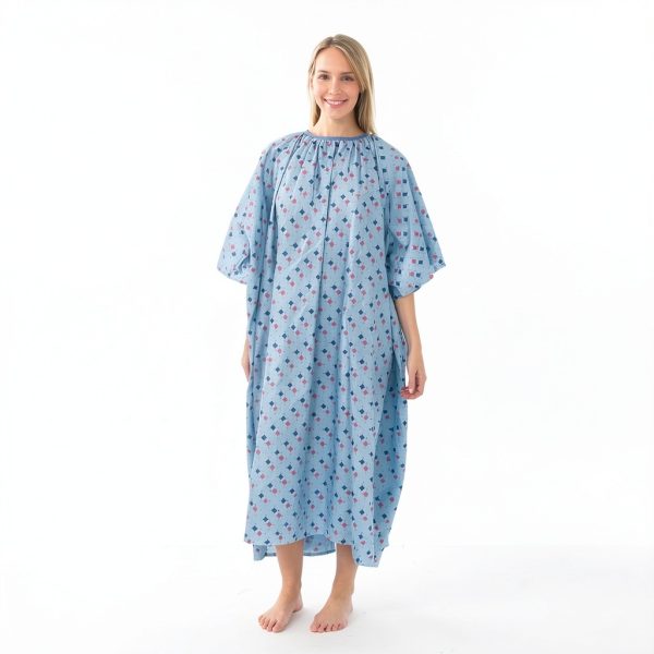 Hospital Gown 5XL Blue Diamond by Careoutfit Premium Cotton Polyester-6