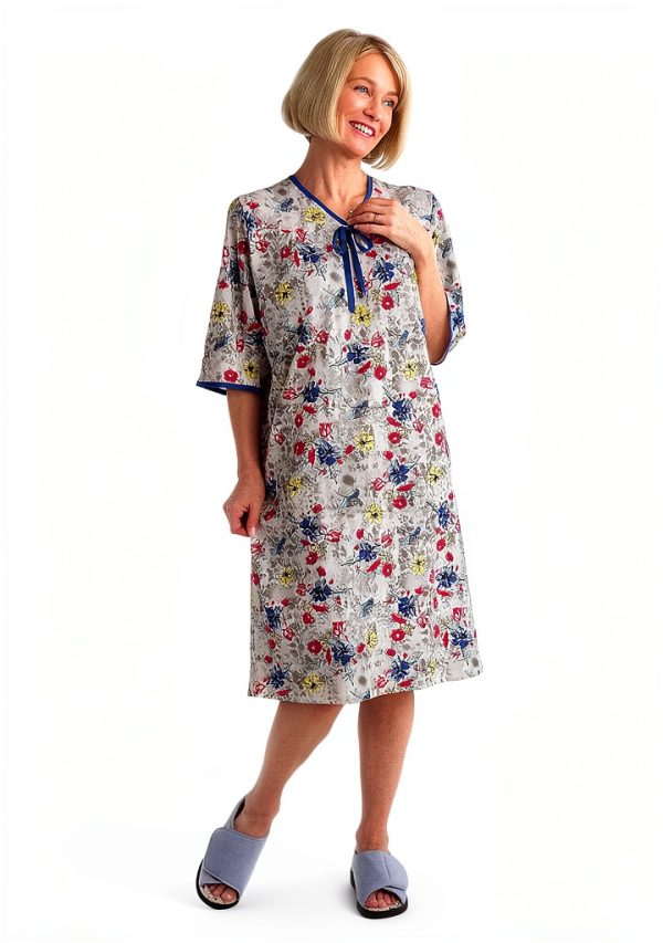 Adaptive Women's Nightgown CareEase Open‑Back Cherry Blossom XL-3