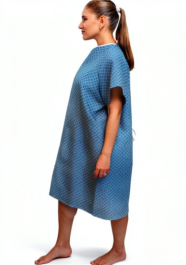 Hospital Gown AMU Solutions 12 Pack Blue Robe with Tie Closure-2