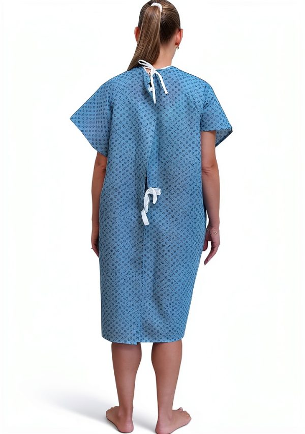 Hospital Gown AMU Solutions 12 Pack Blue Robe with Tie Closure-4