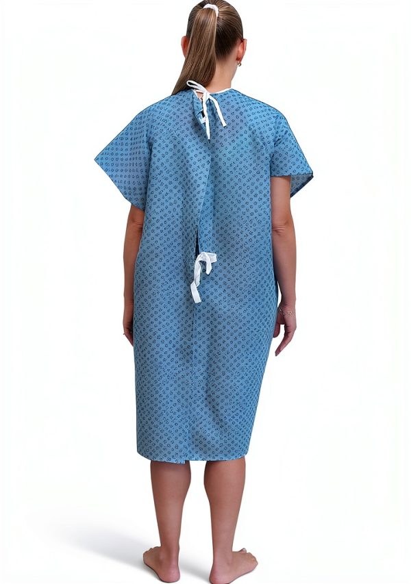 Hospital Gown AMU Solutions 12 Pack Blue Robe with Tie Closure-1
